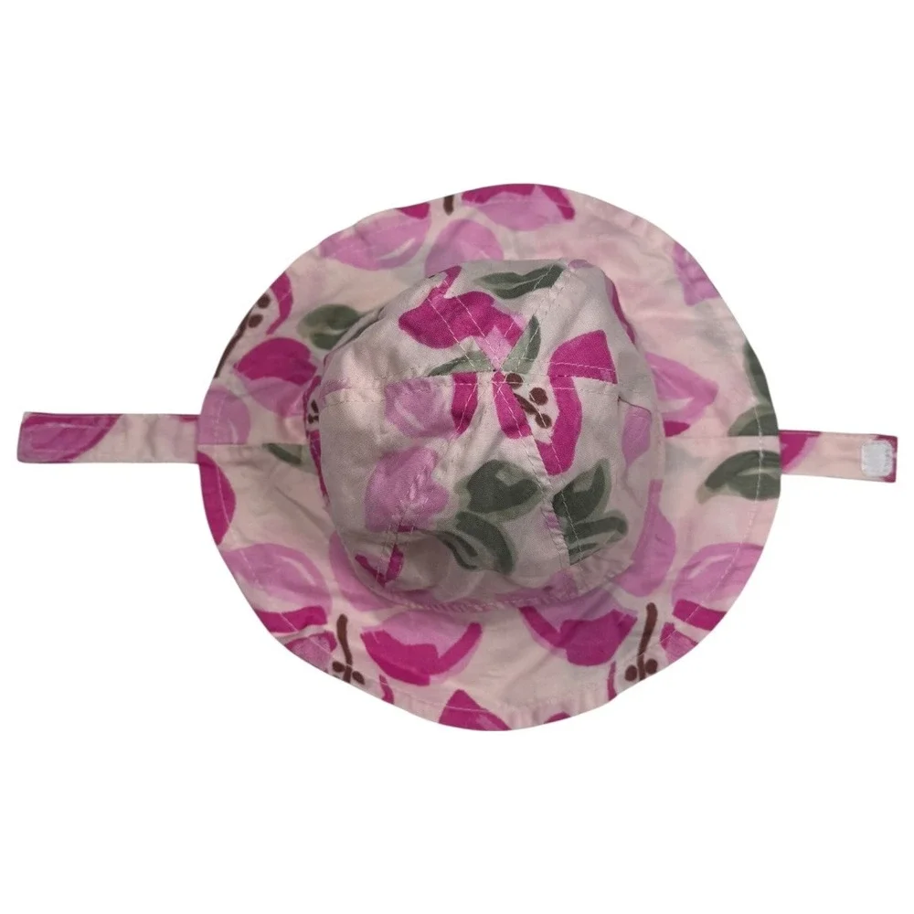 Carter's Newborn Baby Girl Pink‎ Floral Bucket Sun Hat With Chin Straps 0114